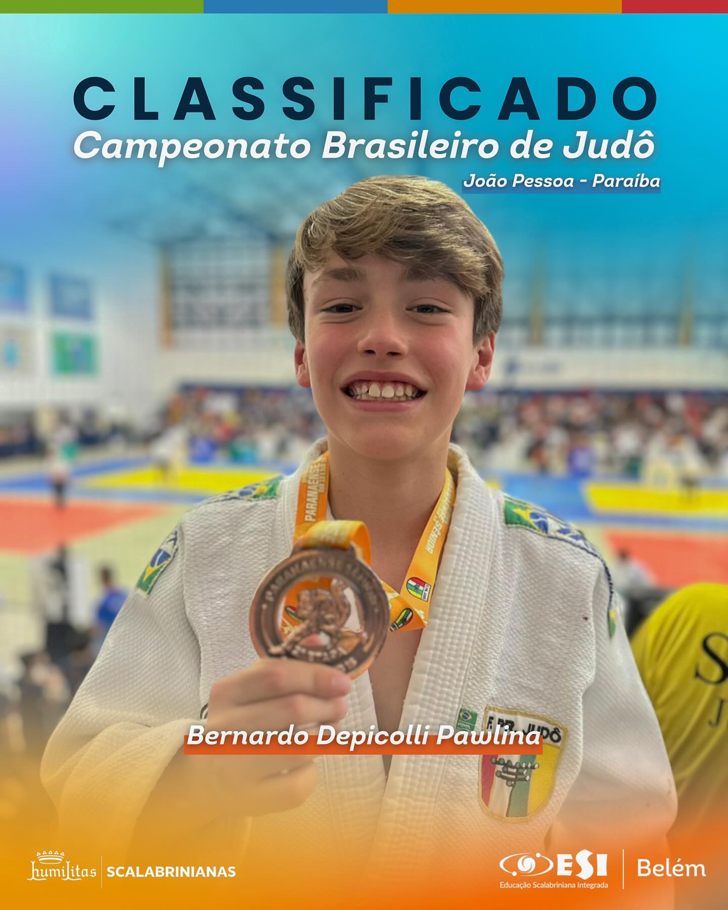 Bernardo Depicolli, aluno do 6º ano do Ensino Fundamental – Anos Finais, brilhou no Campeonato Paranaense de Judô! ✨
Ele conquistou ouro na primeira etapa e bronze na segunda, garantindo classificação para o Campeonato Brasileiro Final, que acontecerá em João Pessoa – Paraíba. 🥇🥉
Bernardo foi o primeiro colocado no Paraná, e agora vai defender o estado na competição nacional.
Tudo isso em parceria com a Senshi Judô. 🥋🩵