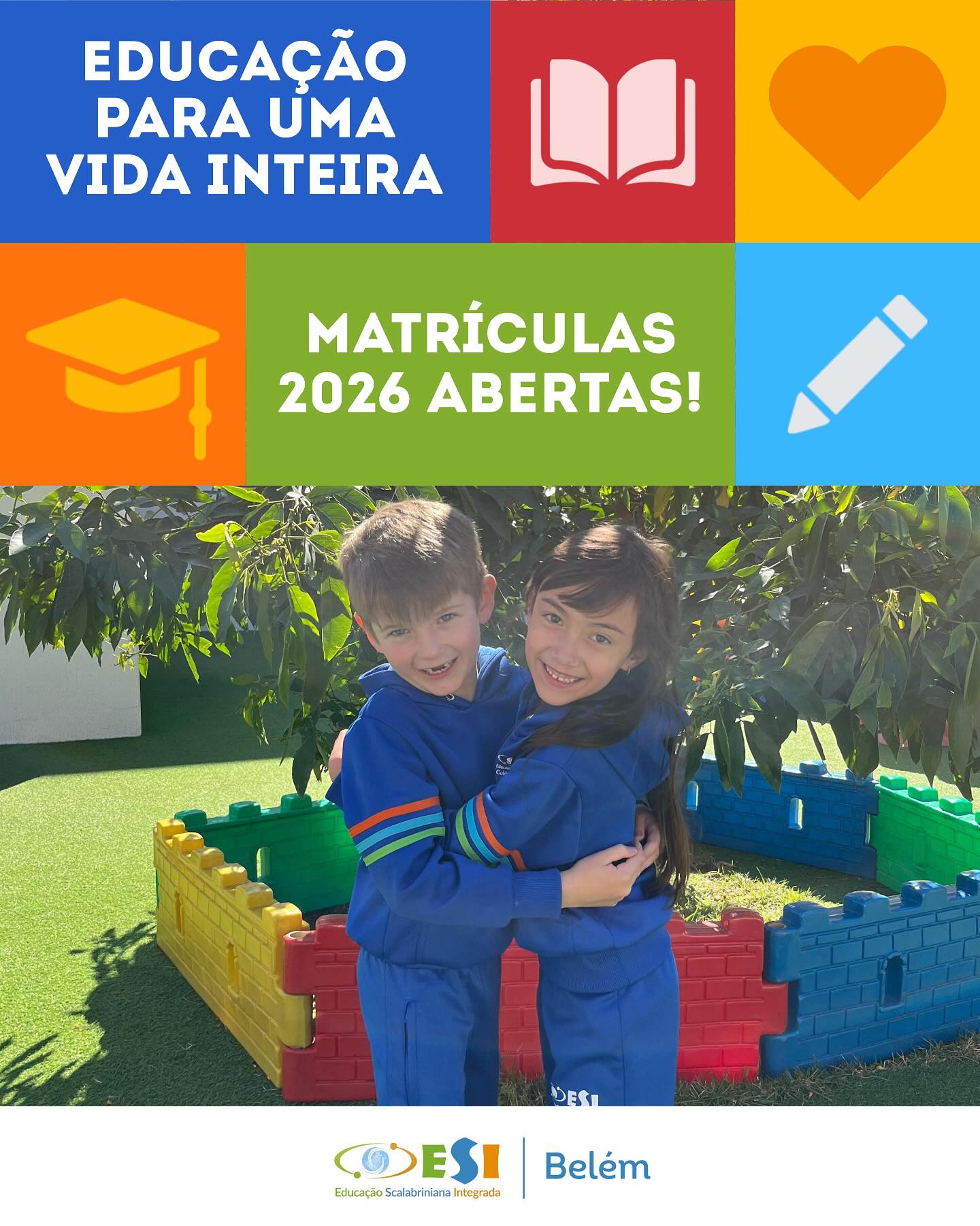 MATRÍCULAS 2026 ABERTAS! 🙏🏻✨
Mais do que ensinar, nossa missão é formar pessoas integrais, alicerçadas em valores, conhecimento e fé.
Educar é preparar para o futuro, mas também para a vida.
Colégio Belém, aqui a educação é para uma vida inteira. 💚💙🧡
