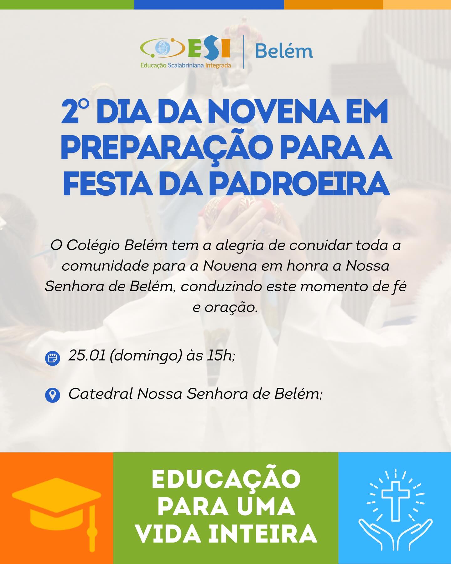 Convidamos toda a comunidade para viver conosco este momento de fé e devoção: a Novena em honra a Nossa Senhora de Belém. ✨🙏
Será uma alegria contar com sua presença!