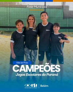 É CAMPEÃO! É CAMPEÃO! 🏀
Nosso time de Vôlei de Praia brilhou e conquistou o título dos Jogos Escolares do Paraná – Fase Municipal!
Parabéns, meninos!
Agora é hora de seguir focados e iniciar a preparação para a próxima fase!
Essa vitória é mais do que merecida! 👏