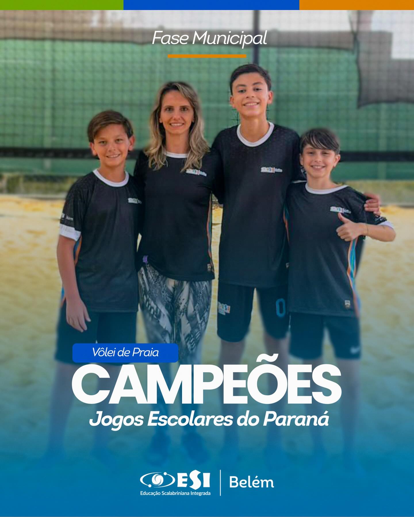 É CAMPEÃO! É CAMPEÃO! 🏀
Nosso time de Vôlei de Praia brilhou e conquistou o título dos Jogos Escolares do Paraná – Fase Municipal!
Parabéns, meninos!
Agora é hora de seguir focados e iniciar a preparação para a próxima fase!
Essa vitória é mais do que merecida! 👏