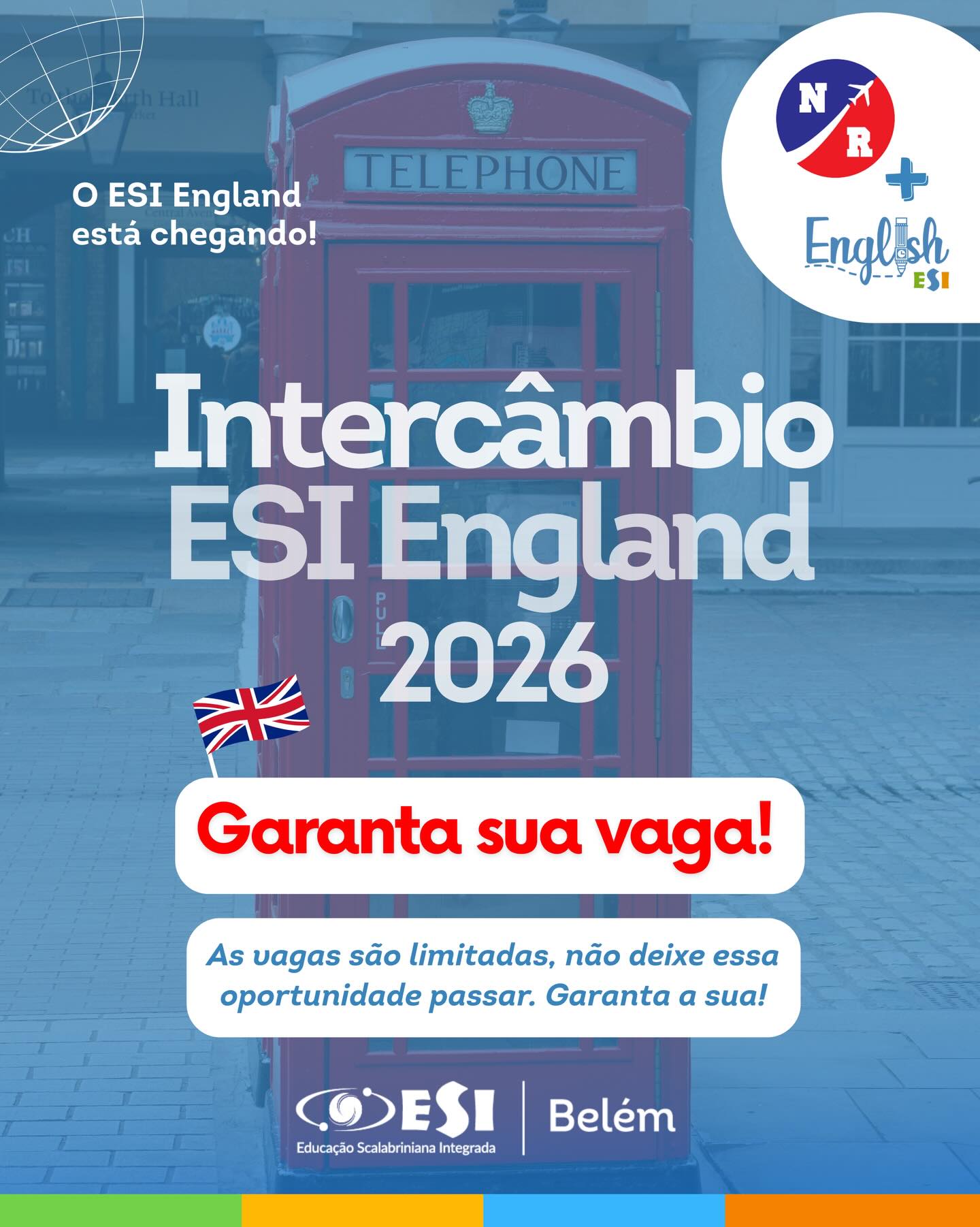 ✨🌍 ESTÁ CHEGANDO – SUA EXPERIÊNCIA EM LONDRES! ✨

O intercâmbio dos seus sonhos está mais próximo do que nunca! 🇬🇧
O ESI England começa no dia 01/07 — uma oportunidade única de viver o idioma, a cultura e expandir seus horizontes.

💡 Alunos da Rede ESI contam com condições especiais.
Não fique de fora dessa experiência transformadora!

⏰ As vagas são limitadas — garanta a sua antes que acabem.

📲 Entre em contato com a NR Intercâmbio e saiba mais:
🌐 Site: www.nr.com.br/esi

📧 E-mail: info@nrintercambio.com

📱 WhatsApp: (11) 5090-7419

✈️ O mundo te espera. E o seu próximo destino pode ser Londres.