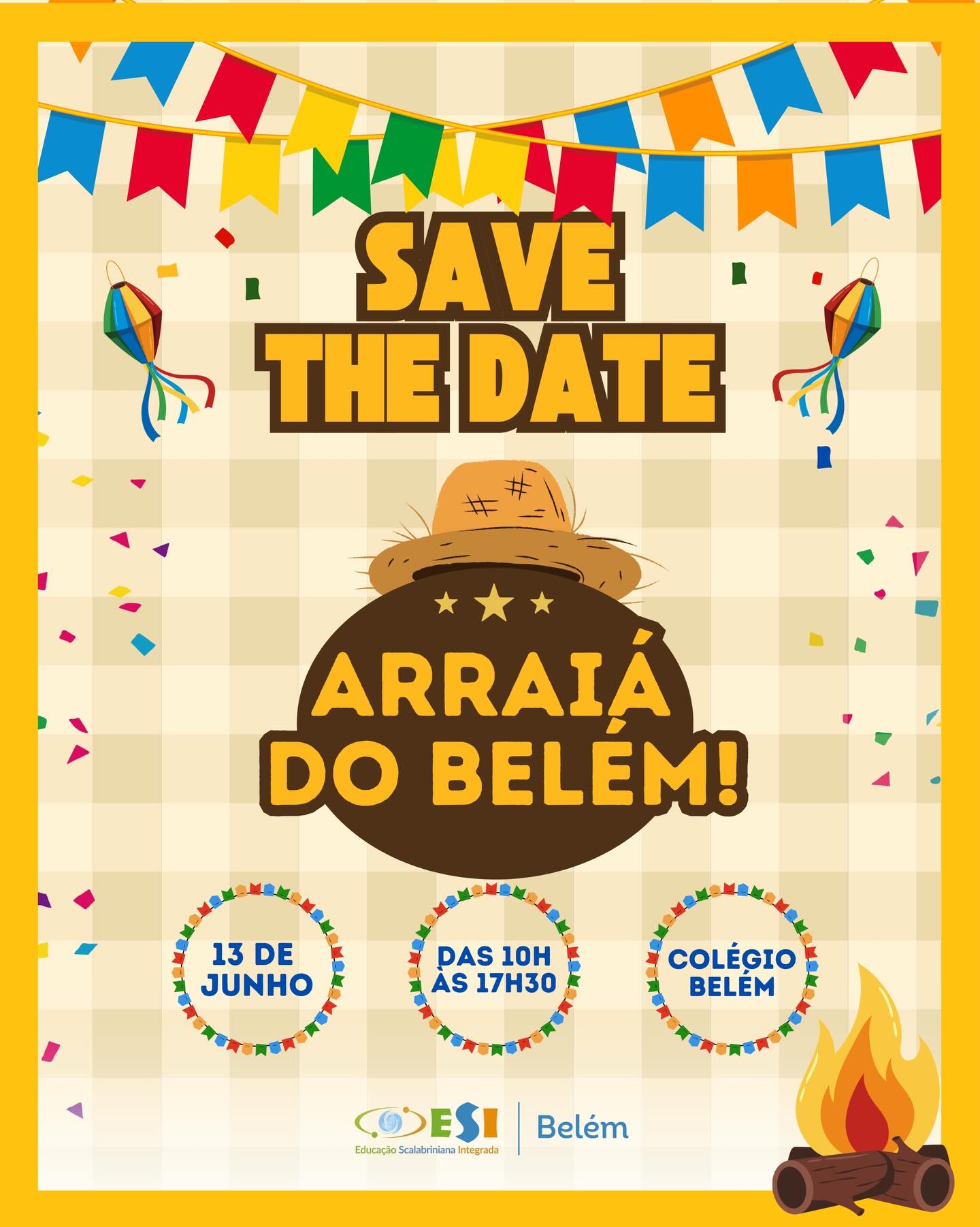 ✨ Vem aí o Arraiá do Belém! ✨🌽
No dia 13/06, a partir das 10h, esperamos vocês para viver um Arraiá cheio de tradição, alegria e momentos inesquecíveis! 💙
Vai ter dança, comidas típicas, música boa e muita diversão para toda a família! 🪗🔥🌽

Prepare o traje caipira e venha celebrar conosco essa festa tão especial! 🎉🤠
