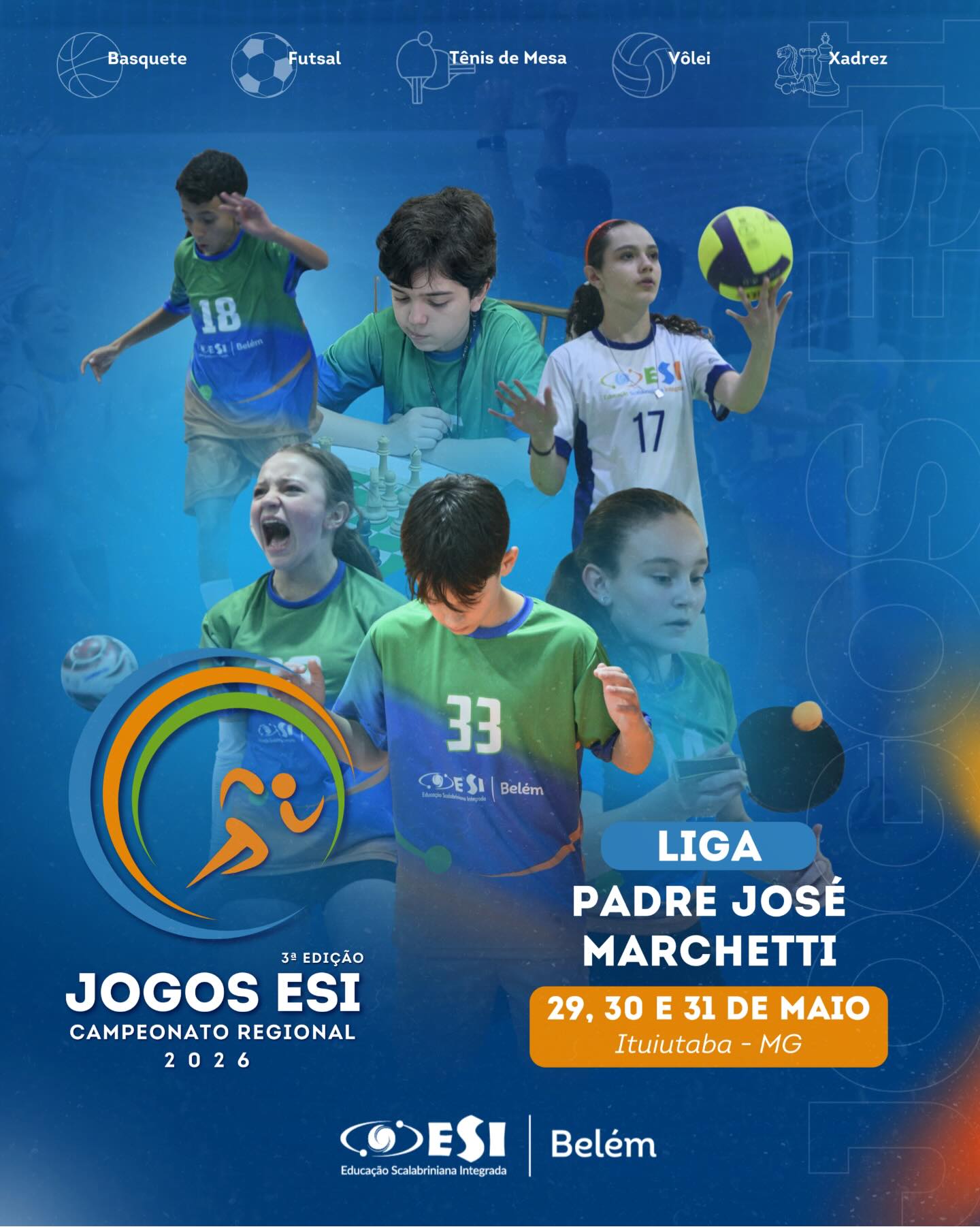 Vem aí os Jogos ESI 2026! ✨🏅
Nos dias 29, 30 e 31 de maio, nossos alunos embarcam rumo a Ituiutaba - MG para viver dias de muita emoção, união e espírito esportivo! 💙🔥
Mais do que competições, os Jogos ESI são momentos de superação, amizade, disciplina e trabalho em equipe, valores que levamos para dentro e fora das quadras. 🏐⚽🏀
Que seja uma experiência inesquecível para todos os nossos atletas! Vamos juntos torcer e representar nossa escola com garra e orgulho! 💪✨