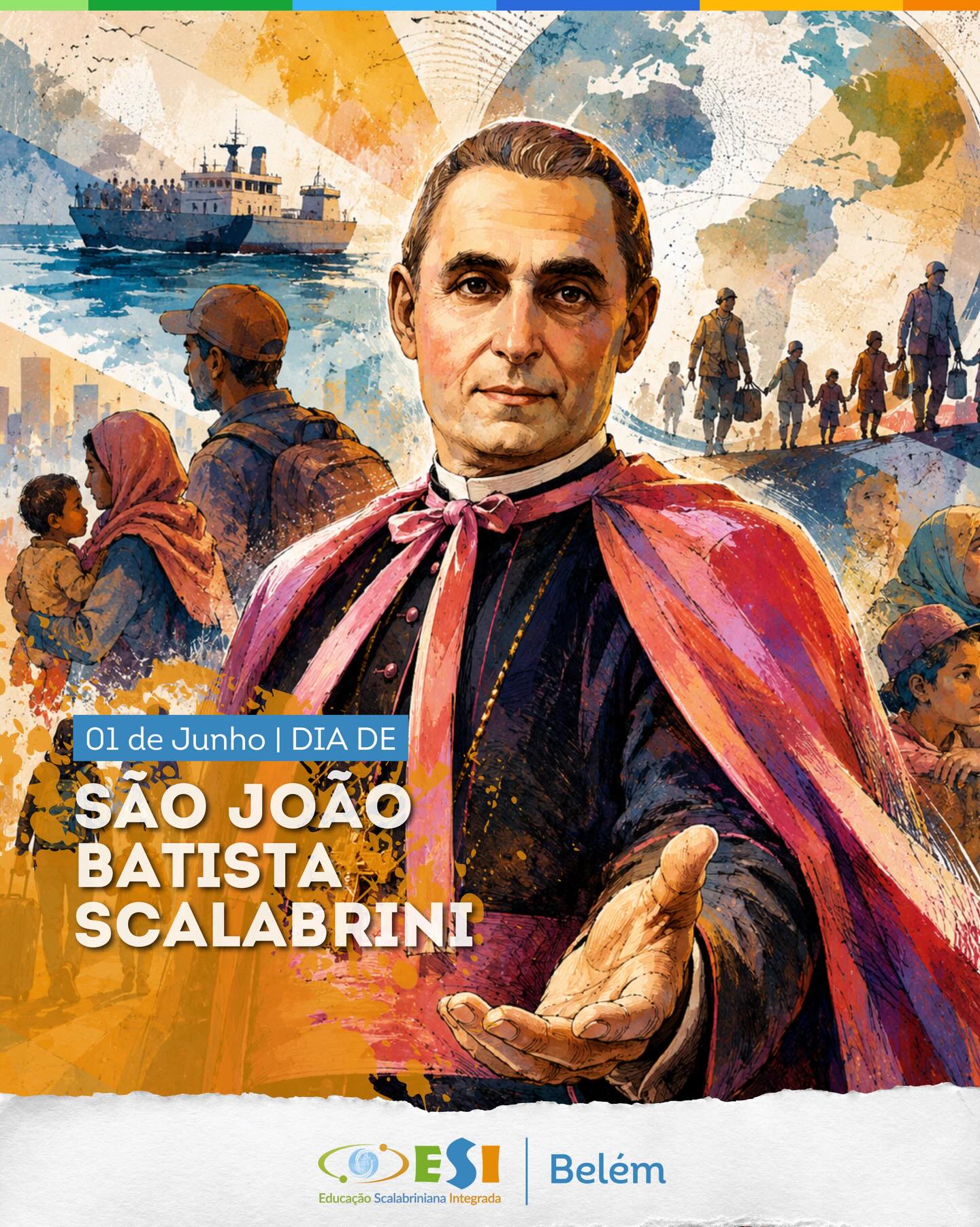 Hoje celebramos a Solenidade de São João Batista Scalabrini, homem de fé, visionário e incansável defensor dos migrantes.

Seu legado continua vivo por meio da educação, do acolhimento e do compromisso com a dignidade humana, inspirando nossa missão de formar pessoas capazes de transformar o mundo com solidariedade e esperança.

Que o exemplo de São João Batista Scalabrini nos motive, todos os dias, a olhar para o próximo com amor, respeito e sensibilidade, especialmente para aqueles que deixam sua terra em busca de uma vida melhor.

🙏 São João Batista Scalabrini, rogai por nós e por todos os migrantes.