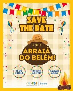 ✨ Vem aí o Arraiá do Belém! ✨🌽
No dia 13/06, a partir das 10h, esperamos vocês para viver um Arraiá cheio de tradição, alegria e momentos inesquecíveis! 💙
Vai ter dança, comidas típicas, música boa e muita diversão para toda a família! 🪗🔥🌽

Prepare o traje caipira e venha celebrar conosco essa festa tão especial! 🎉🤠