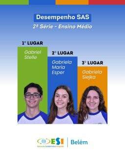 Os estudantes do Ensino Fundamental e Ensino Médio alcançaram ótimos resultados no Desempenho SAS, refletindo empenho, disciplina e o compromisso com o conhecimento. 📊✨
Parabéns a todos pela conquista! 👏🎓