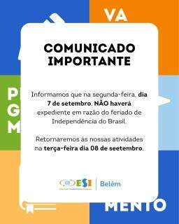 📢 COMUNICADO IMPORTANTE

Informamos que, na segunda-feira, dia 7 de setembro, não haverá aula em razão do feriado da Independência do Brasil.

As atividades escolares retornam normalmente na terça-feira, dia 8 de setembro.

Desejamos a todos um ótimo feriado! 💙