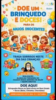 💙 Faça parte dessa corrente do bem! 💙

A campanha Anjos Inocentes está recebendo doações para levar alegria e carinho às crianças! 🧸🍬✨

Você pode contribuir com balas, doces, brinquedos e outros itens. Cada doação, por menor que seja, pode transformar o dia de uma criança! 🥰

📍 Pontos de entrega:
• Colégio Belém
• Loja G (antigo Giga)

🤝 Participe, doe e ajude a espalhar sorrisos!

#AnjosInocentes #FaçaODiaDeUmaCriança #Solidariedade #CorrenteDoBem #ColégioBelém