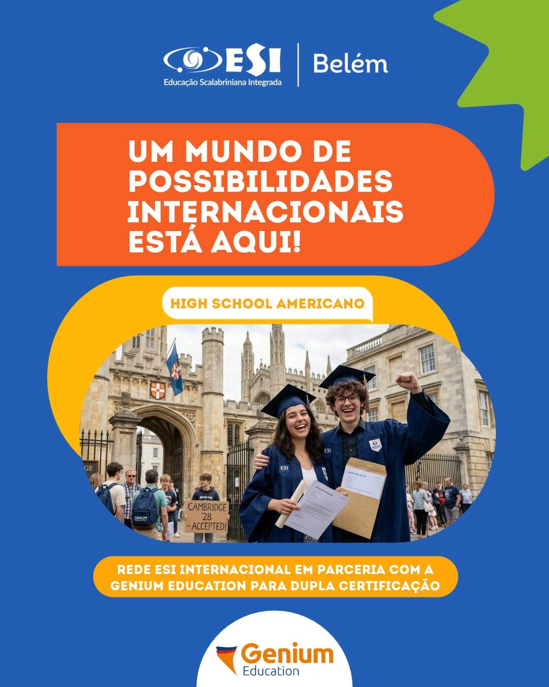 🌎 O mundo é a próxima sala de aula dos nossos estudantes!
A REDE ESI acredita que uma educação de excelência amplia horizontes e prepara os estudantes para construir seu futuro sem fronteiras. Por isso, em parceria com a Genium Education, oferecemos uma oportunidade de internacionalização que permite aos nossos estudantes cursar o Ensino Médio brasileiro integrado ao High School americano.
🎓 Essa experiência amplia as possibilidades acadêmicas e contribui para a preparação de quem sonha em ingressar em universidades internacionais, conectando nossos estudantes a novas culturas, conhecimentos e oportunidades.
✨ Uma educação que ultrapassa fronteiras e transforma futuros!
Quer saber mais sobre essa oportunidade? Entre em contato com a Genium Education e descubra como fazer parte dessa experiência internacional. Contato: paulo.monteiro@geniumeducation.com
#REDEESI